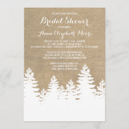Rustikales Burlap Pine Trees Winter Brautparty Einladung