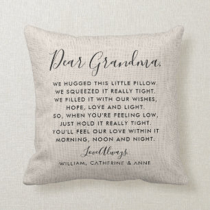 Rustikales Burlap Sehr geehrte Oma Message Foto Kissen