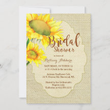 Rustikales Burlap-Sonnenblumen-Brautparty