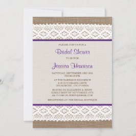 Rustikales Burlap & Vintages White Lace Brautparty Einladung