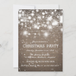 Rustikales Burlap Weihnachts-Party Shinters Stars Einladung