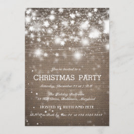 Rustikales Burlap Weihnachts-Party Shinters Stars Einladung