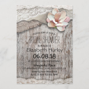 Rustikales Burlap White Lace Floral Stall Brautpar Einladung