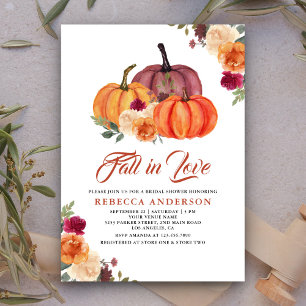 Rustikales Burnt Orange Floral Pumpkin Brautparty Einladung