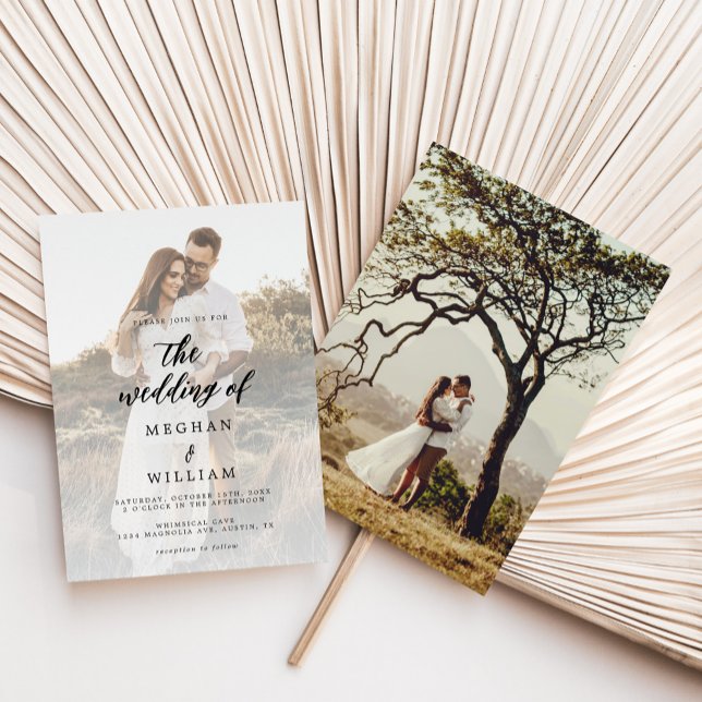 Rustikales Calligrafy Foto Wedding Einladung (Von Creator hochgeladen)