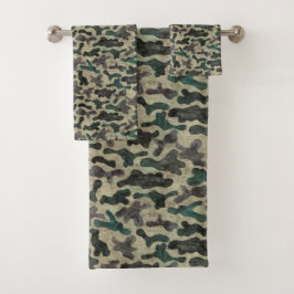 Rustikales Camouflage-Muster Badhandtuch Set