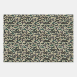 Rustikales Camouflage-Muster Geschenkpapier Set