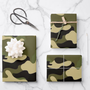 Rustikales Camouflage Wrapping Paper mit 3 Sets Geschenkpapier Set