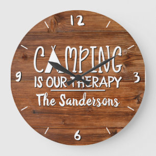 Rustikales Camping ist unser Therapiezelt Große Wanduhr