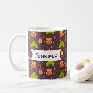 Rustikales Camping Muster Zelte und Gitarren Kaffeetasse