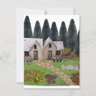 Rustikales Chalet mit Steppsteinen für Sommerlager Postkarte