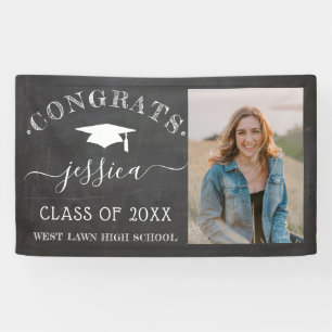Rustikales Chalkboard Abschluss Banner mit Foto
