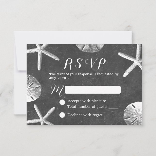 Rustikales Chalkboard Beach Wedding UAWG RSVP Karte (Vorderseite)