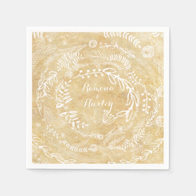 Rustikales Chalkboard Blumengarten Serviette (Vorderseite)