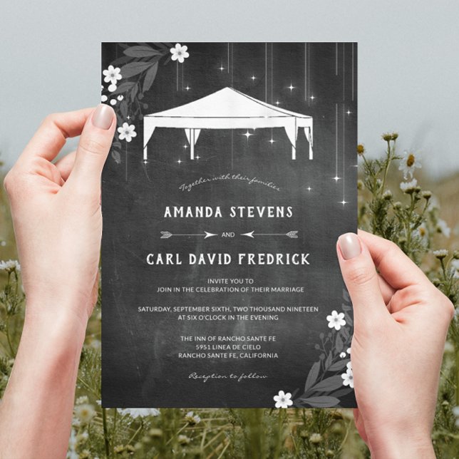 Rustikales Chalkboard Blumengestelle Outdoor Zelt  Einladung (Von Creator hochgeladen)