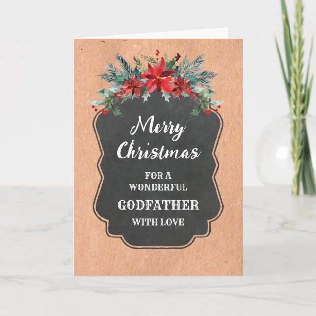 Rustikales Chalkboard Godvater Frohe Weihnachten Karte (Vorderseite)