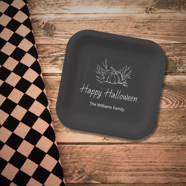 Rustikales Chalkboard Halloween-Party Simple Pumpk Pappteller (Von Creator hochgeladen)