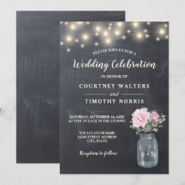 Rustikales Chalkboard Peony Floral Mason Jar | Hoc Einladung