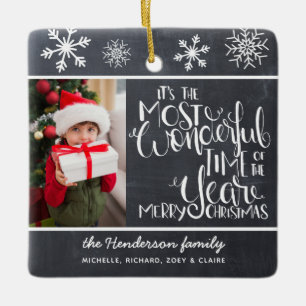 Rustikales Chalkboard Snowflake Frohe Weihnachten Keramikornament
