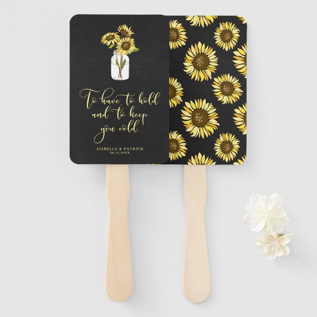 Rustikales Chalkboard Sonnenblumen auf Mason Jar W Fächer (Vorne und Hinten)
