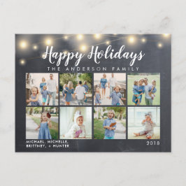 Rustikales Chalkboard String Lights Foto Holiday Postkarte