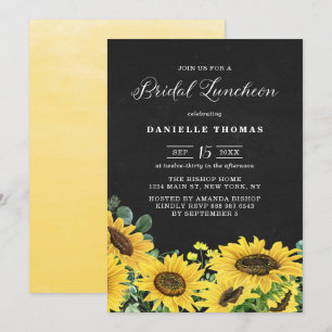 Rustikales Chalkboard Sunflowers Bridal Luncheon Einladung