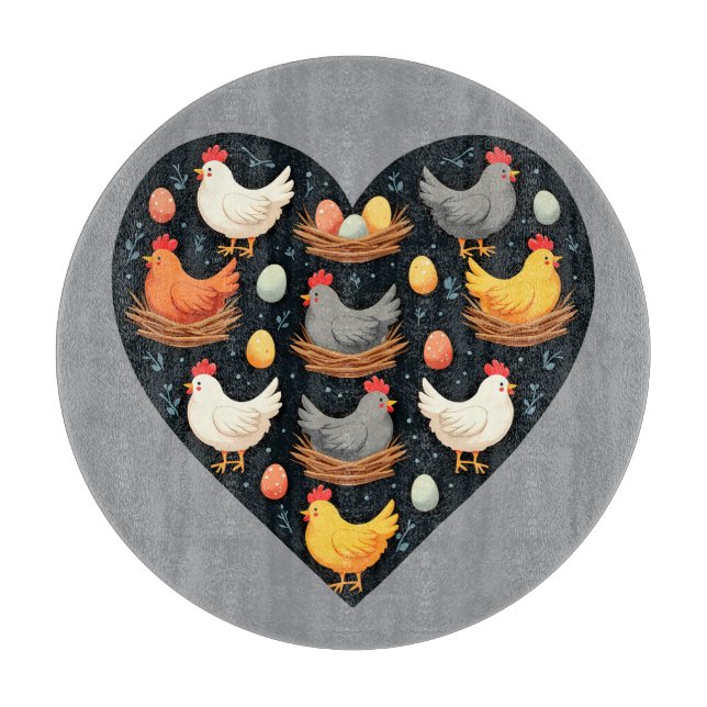 Rustikales Charm Cotattcore Farm Chicken Muster Schneidebrett (Vorderseite)