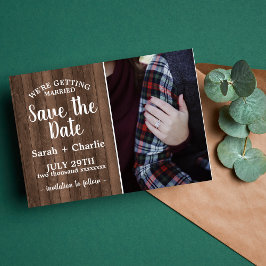 Rustikales Charm Wood Foto Hochzeit speichern das Save The Date