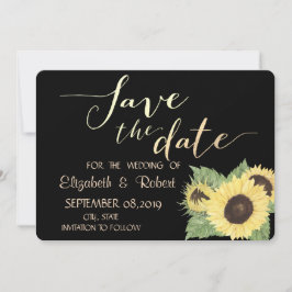Rustikales Chic Black, Sonnenblumen Save the Date