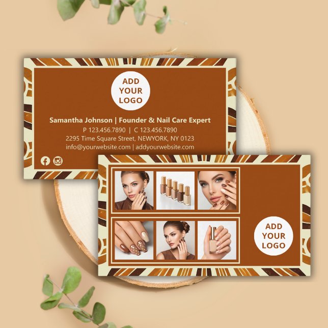 Rustikales Chic Business-Logo Nail Salon FotoColla Visitenkarte (Von Creator hochgeladen)