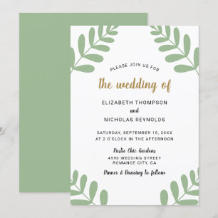 Rustikales Chic Floral Wedding Sage Green Country Einladung