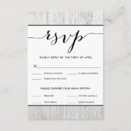 Rustikales Chic Gold Wood Wedding RSVP Menü Auswah