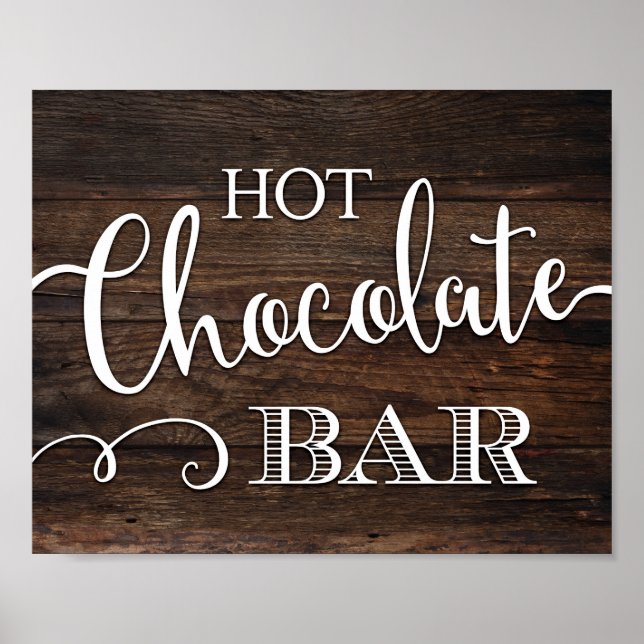 Rustikales Chic-HOT-CHOCOLATE-BAR-Schild Poster (Vorne)
