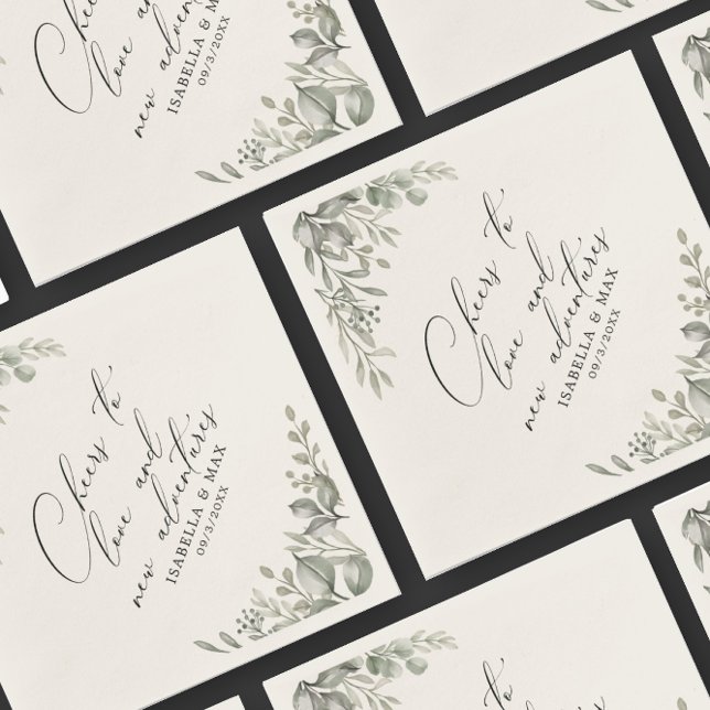 Rustikales Chic Mute Greenery Neues Adventures Pap Serviette (Von Creator hochgeladen)