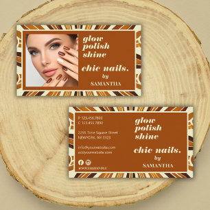 Rustikales Chic Nail Salon Business Foto Visitenkarte