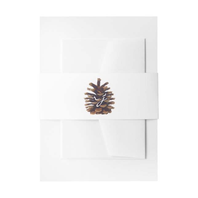 Rustikales Chic Pine Cone Bauchband Einladungsbanderole (Vorderseite Beispiel)