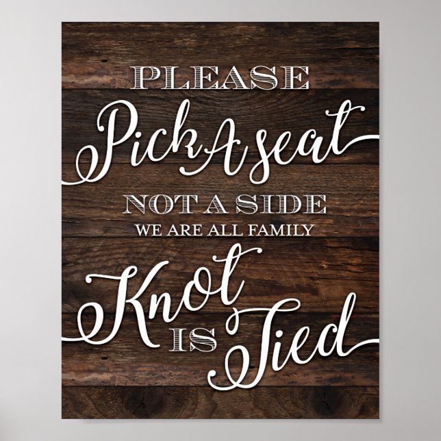 Rustikales Chic Wedding PICK Ein SITZENSign Print Poster (Vorne)