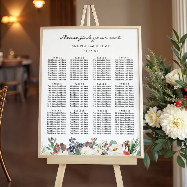 Rustikales Chic Winter Floral Wedding Chart Poster (Von Creator hochgeladen)