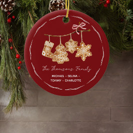 Rustikales Classic Red Christmas Cookie Family Fot Keramik Ornament