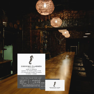 Rustikales Clay-Seepferd, Meeresfrüchte, Koch, Koc Visitenkarte