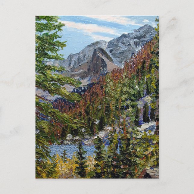 Rustikales Colorado Rocky Mountain Lake Scene Postkarte (Vorderseite)