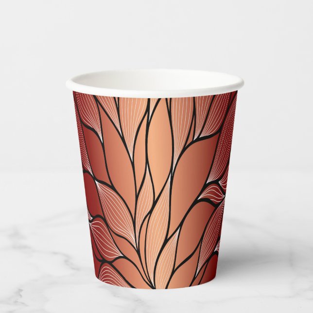 Rustikales Coppery Bronze-Verlass-Muster Pappbecher (Vorderseite)
