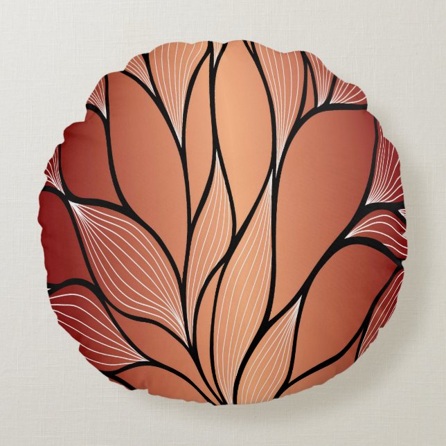 Rustikales Coppery Bronze-Verlass-Muster Rundes Kissen (Vorderseite)