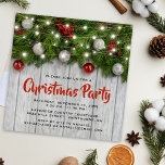 Rustikales Corporate Winter Weihnachts-Party Einladung<br><div class="desc">Rustikale Weihnachtsfeierlichkeiten mit hellen Holzverzierungen,  festlichen Weihnachtsbaumästen,  Rot- und Silberbaumdekorationen und Streichelleuchten.</div>