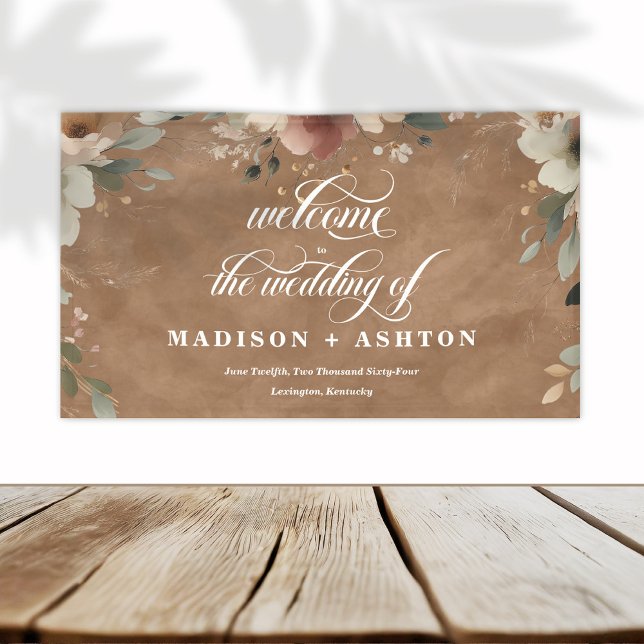 Rustikales Cotgingcore Terracotta Hochzeit Willkom Banner (Step into a world where love and nature intertwine, with our Ethereal Elegance Wedding Banners.)