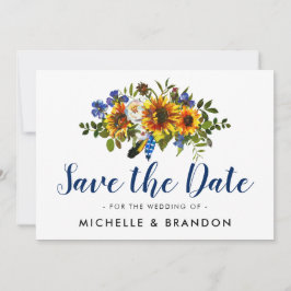 Rustikales Country Blue und Gelb Save the Date