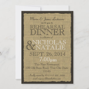 Rustikales Country Burlap 12x18 Probe Dinner Einladung