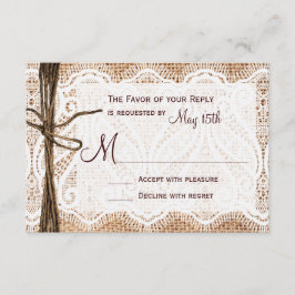 Rustikales Country Burlap Lace Twine Wedding RSVP