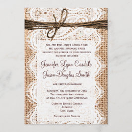 Rustikales Country Burlap Lace Twine Wedites Einladung