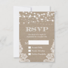 Rustikales Country Burlap Lace UAWG RSVP Karte